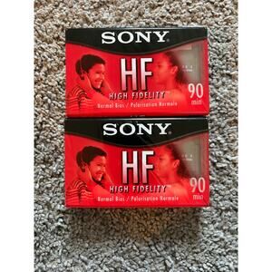 VTG Sony HF 90 Min High Fidelity Normal Bias Blank Audio Cassette Tapes Lot of 2